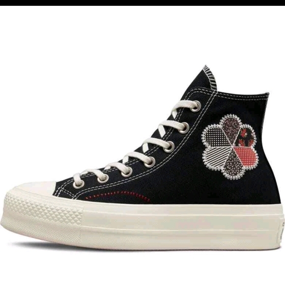NIB Chuck Taylor Converse All Star Lift Platform Crafted Patchwork Black Size 8 - Picture 1 of 8